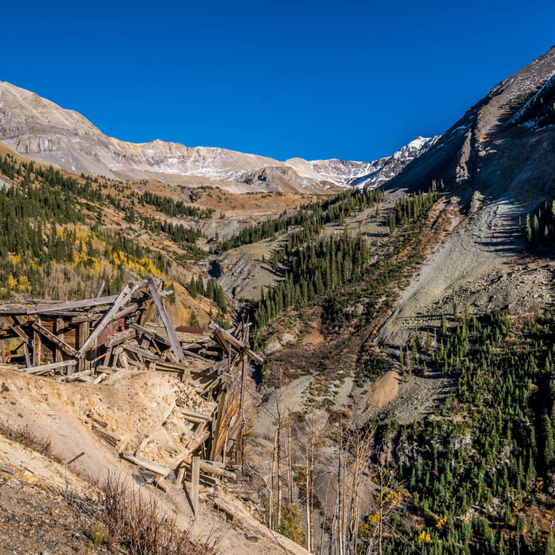 Remains of the Tomboy Smuggler-Union Mine Complex at the Bullion Tunnel on the north side of the Telluride Valley